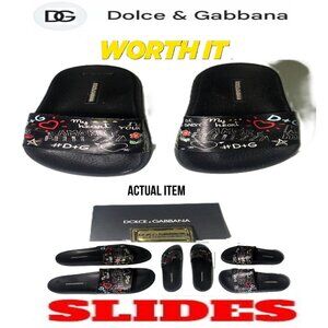 🛑DOLCE & GABBANA Designer ➕ SLIDES My Heart SANDALS Graffiti SHOES 💸BUY NOW‼️